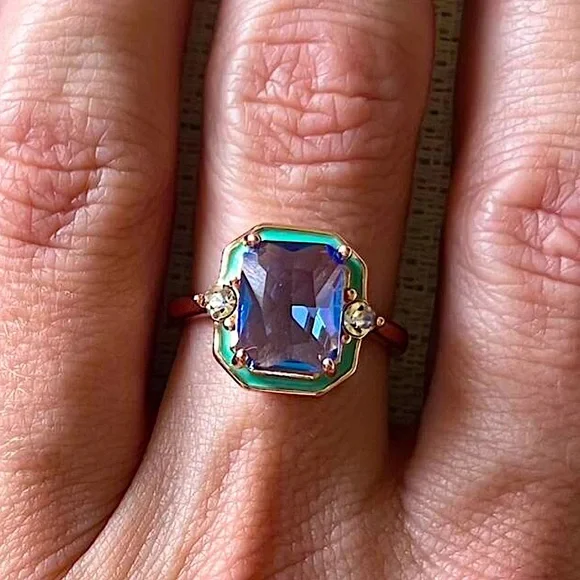 Gold Art Deco Blue Sapphire Ring - Picture 9 of 9